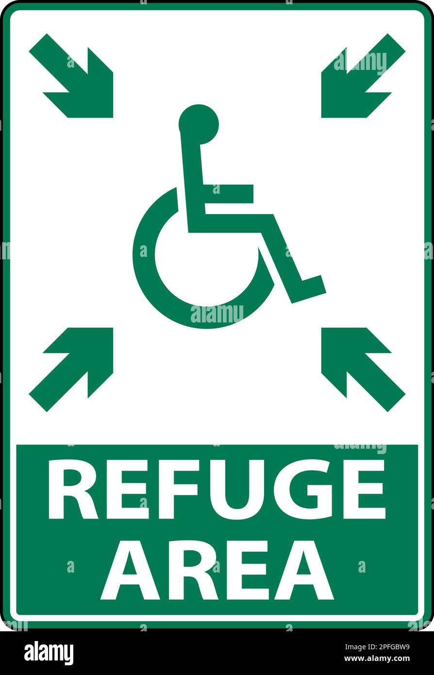 Schild Für Barrierefreies Refuge Area Auf Weißem Hintergrund Stock Vektor