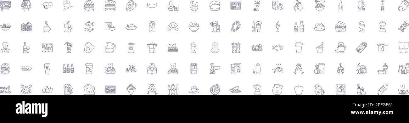 Symbole für Pub-Linien sind eingestellt. Designkollektion von Bar, Alehouse, Tavern, Pubs, Brauerei, Taproom, öffentliches Haus, Bewässerungsloch Konturenvektor Stock Vektor