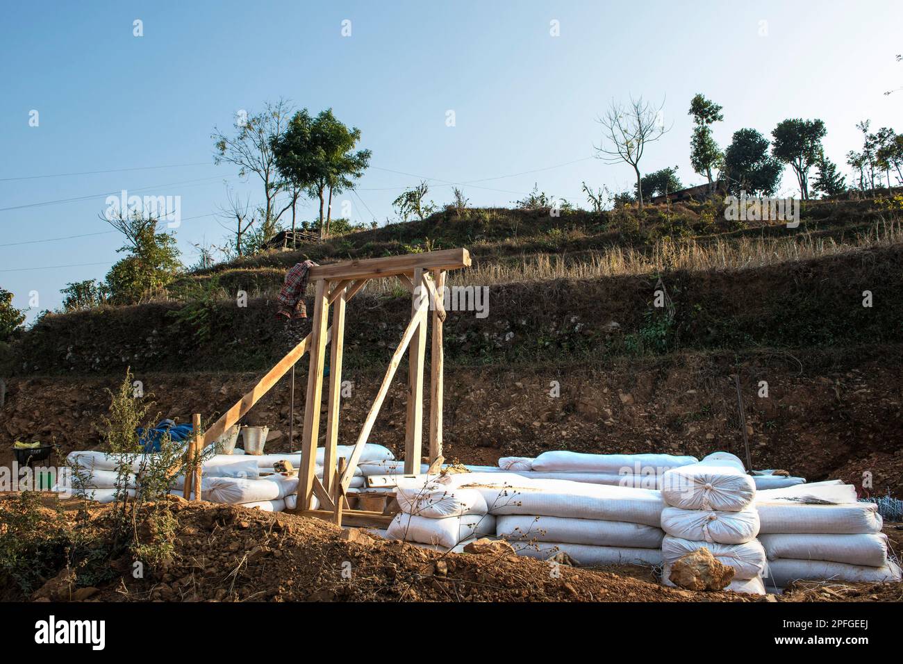 Nepal, Nuwakot Bezirk, ein Jahr nach dem Erdbeben, humanitäre Hilfe Stockfoto