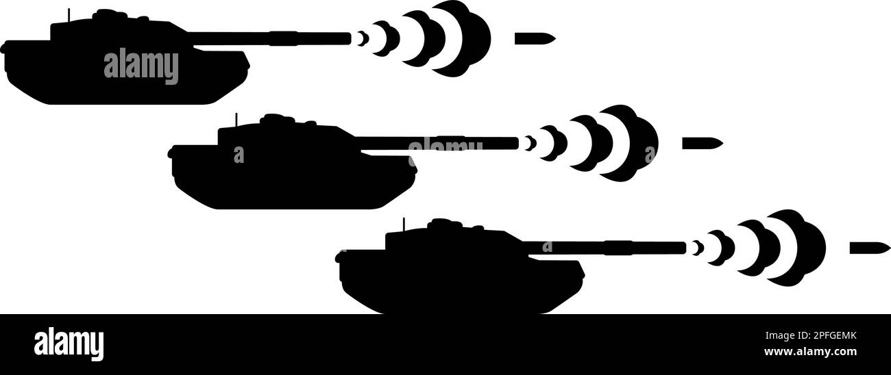 Schießtanks Kriegskonzept Symbol Schwarz Farbe Vektor Illustration flacher Stil einfach Stock Vektor