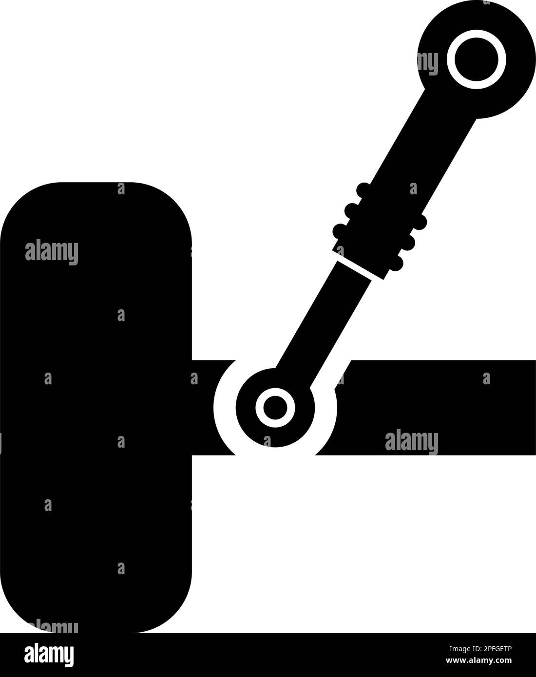 Rad- und Stoßdämpfer-Fahrwerk Auto-Service-Symbol Symbol Schwarz Farbvektor-Abbildung flaches Design einfach Stock Vektor