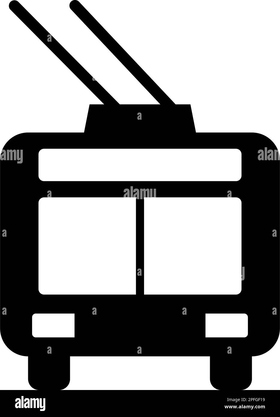 Trolleybus Elektrischer Stadtverkehr öffentlicher Nahverkehr Trolleybus Symbol schwarz Vektor Illustration flacher Stil einfach Stock Vektor