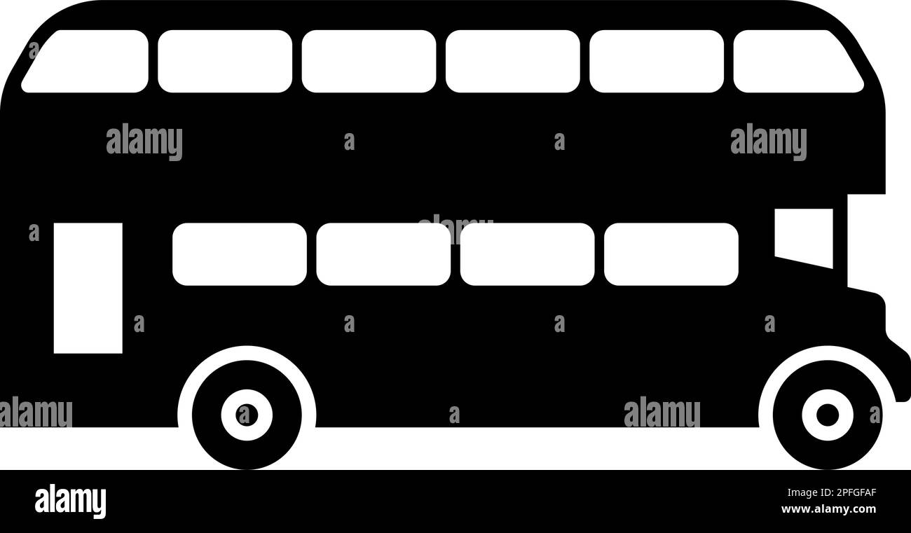 Doppeldeckerbus London Stadtverkehr Doppeldeckerbus Sightseeing Icon schwarz Vektor Illustration flacher Stil einfach Stock Vektor