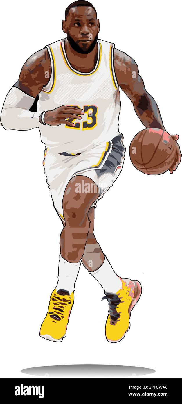 LeBron James American Profi-Basketballspieler Vector Illustration Image Stock Vektor