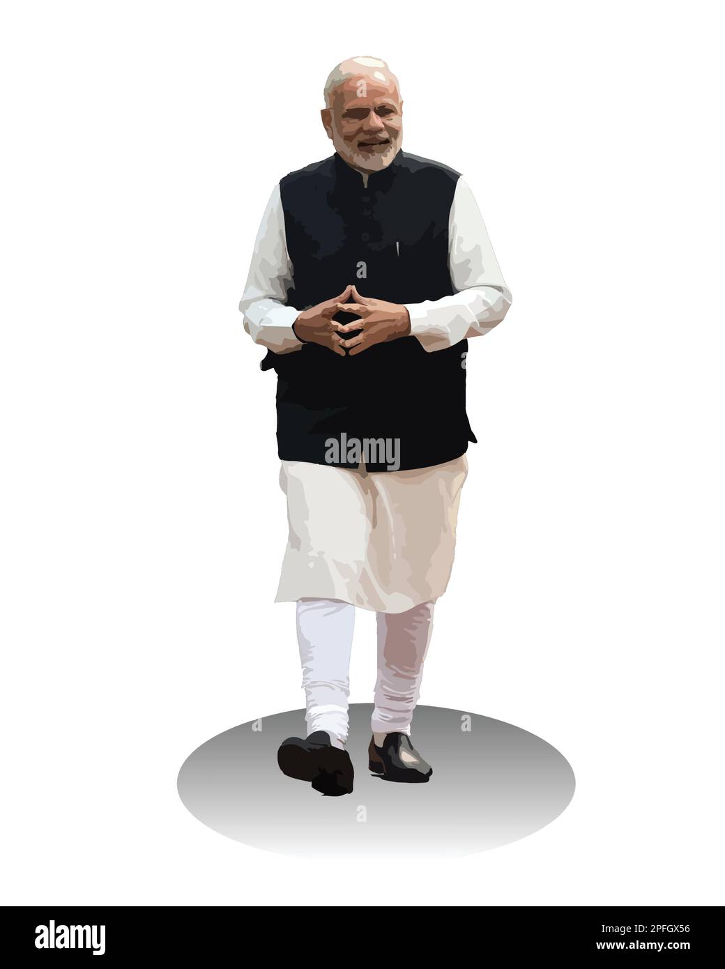Narendra Modi (Narendrabhai Damodardas Modi) 14. Premierminister Indiens Vector Illustration image Stock Vektor