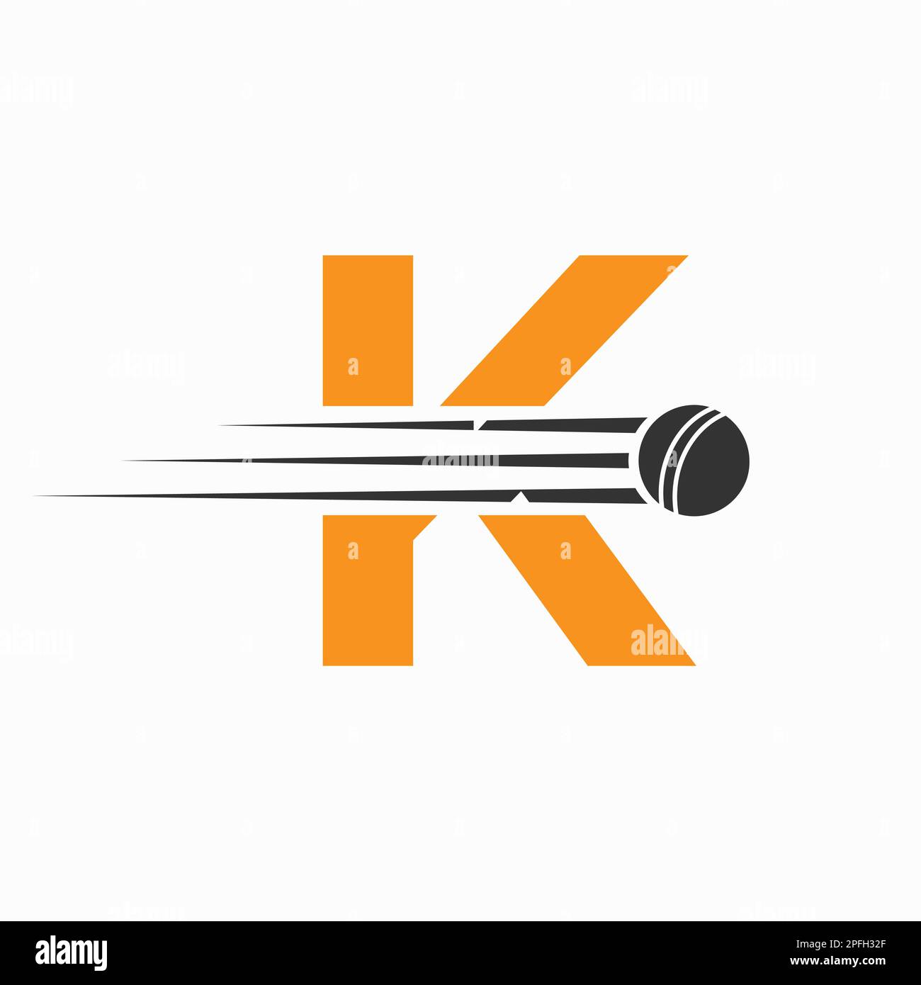 Anfangsbuchstabe K Cricket Logo Konzept mit Ballsymbol für Cricket Club Symbol Stock Vektor