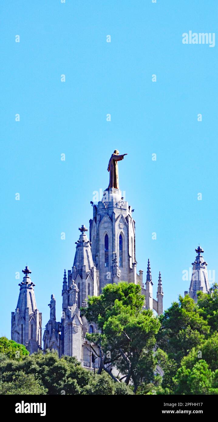 Tempel des Heiligen Herzens auf Tibidabo, Katalonien, Spanien, Europa Stockfoto