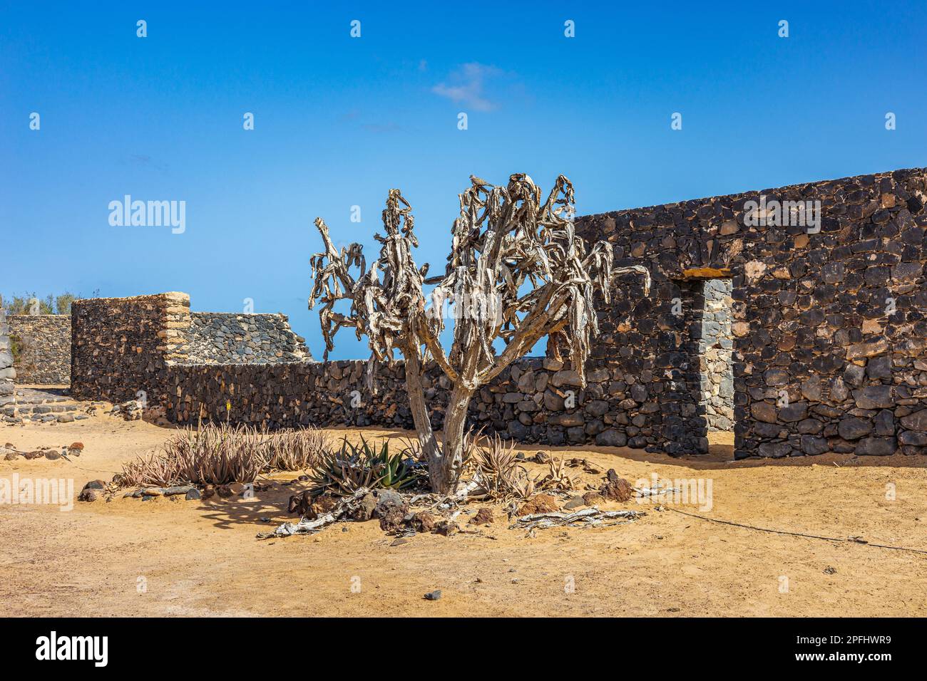 Hornos de Cal de la Guirra Kalköfen an der Küste von Fuerteventura auf den Kanarischen Inseln Stockfoto