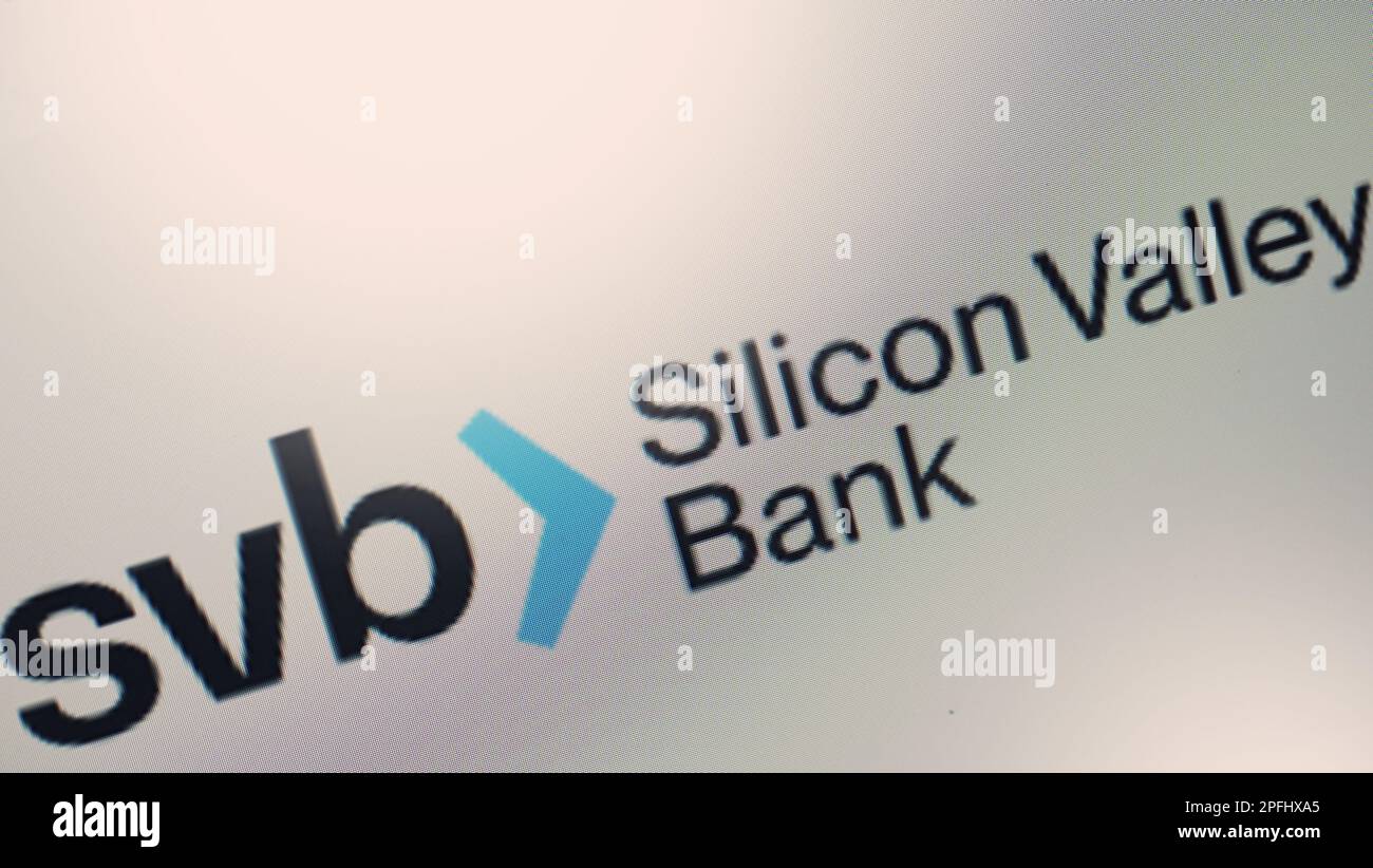 Bangkok Thailand. März 15 2023. SVB Bank Logo. Markenlogo der Silicon ...