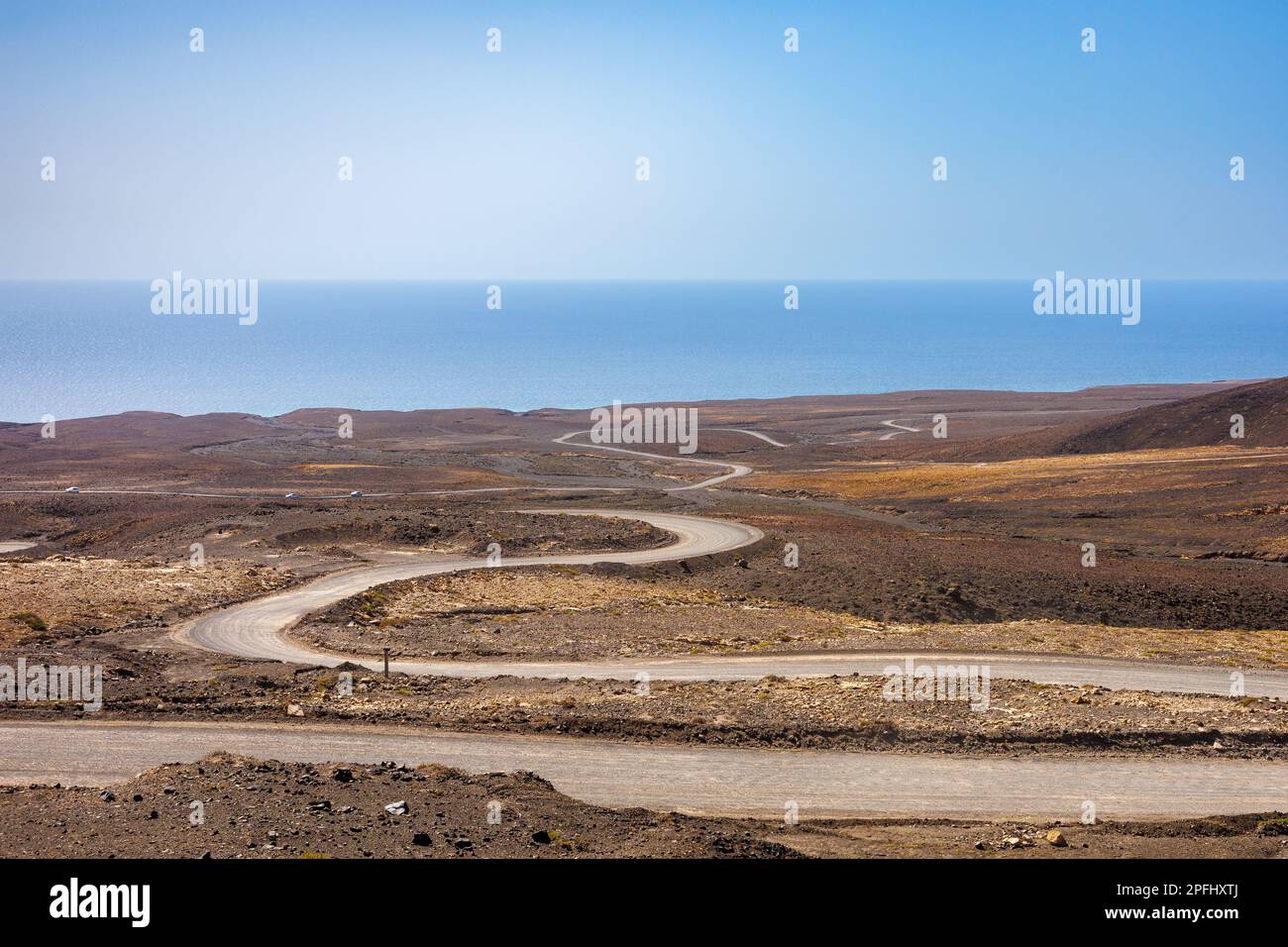 Land im Süden der Insel Fuerteventura auf den Kanarischen Inseln Stockfoto