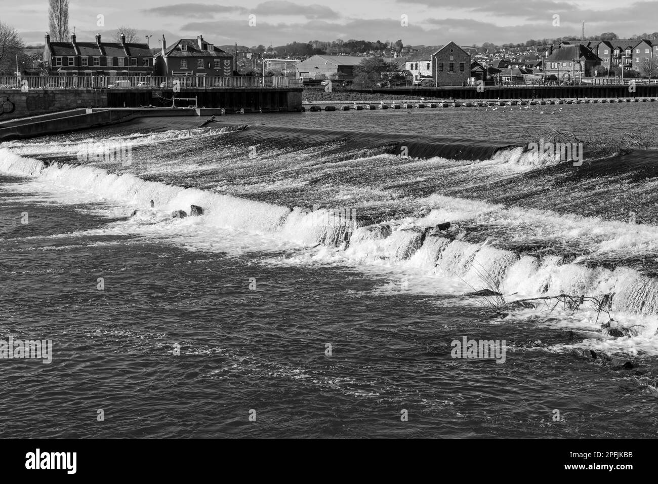 Trews Wehr im Fluss exe in Exeter Stockfoto