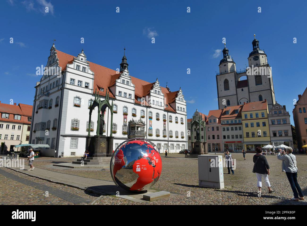Altes Rathaus, St. Marienkirche, Marktplatz, Luther-Stadt Wittenberg, Sachsen-Anhalt, Deutschland Stockfoto