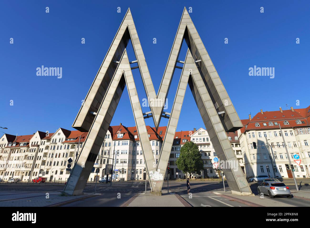 Fair Symbol, Old Fair, Prager Straße, Leipzig, Sachsen, Deutschland Stockfoto