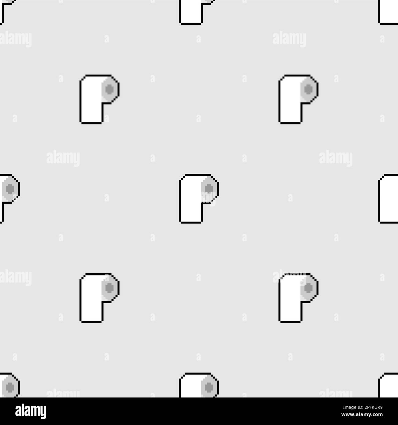 Toilettenpapierrolle, Pixel Art-Muster, nahtlos. 8 Bit Toilettenpapier mit verpixeltem Hintergrund Stock Vektor