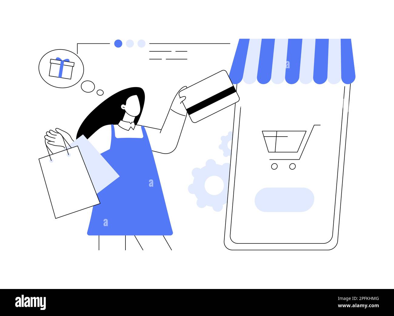 Online-Shopping abstrakt Konzept Vektor Illustration. E-Commerce-Plattform, Online-Shopping-Website, Internet-Shop, mobile Anwendung, digitale Produkte Stock Vektor
