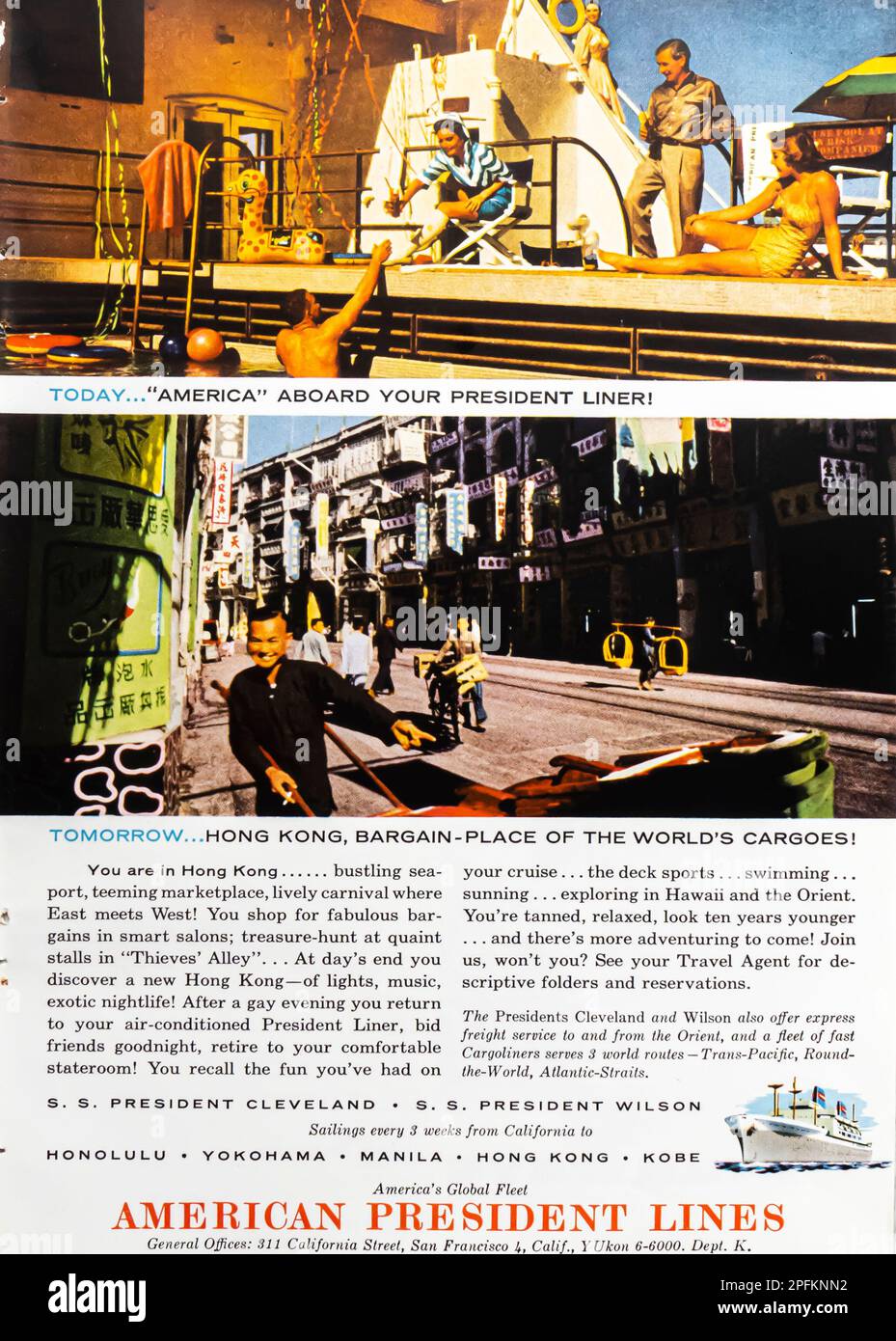 American President schreibt Werbung in einem Magazin in NatGeo, november 1956 Stockfoto