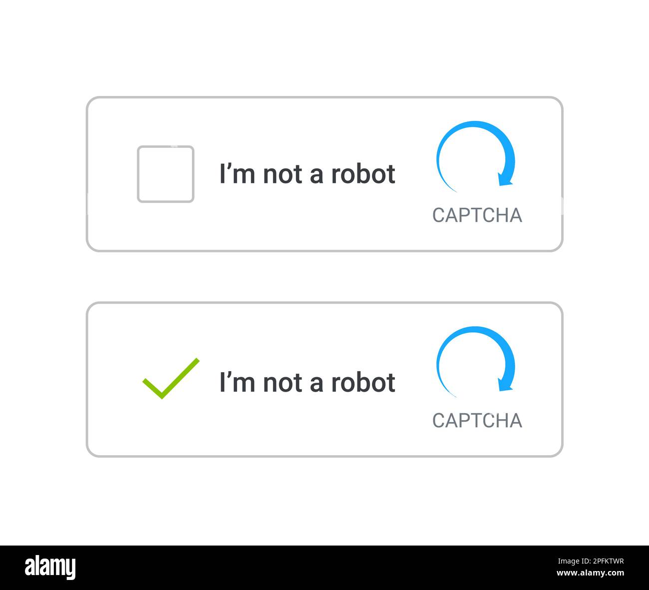 Kein Roboter-Captcha-Vektortest-Bild-Hinderniscomputer. Captcha Code öffentliches Internet-Passwort, keine Robotersorgen Stock Vektor