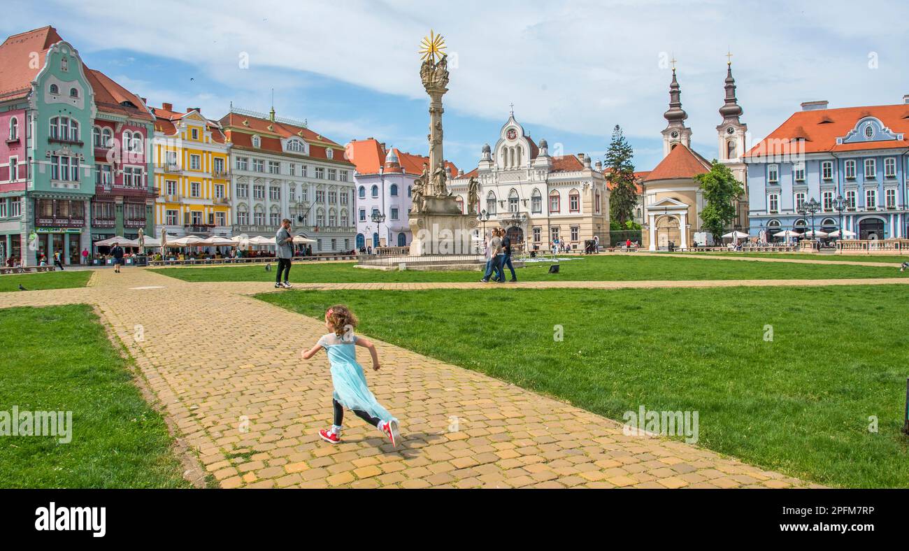 Union Square, Timisoara Rumänien, die Stadt ist auch bekannt als Little Vienna Stockfoto