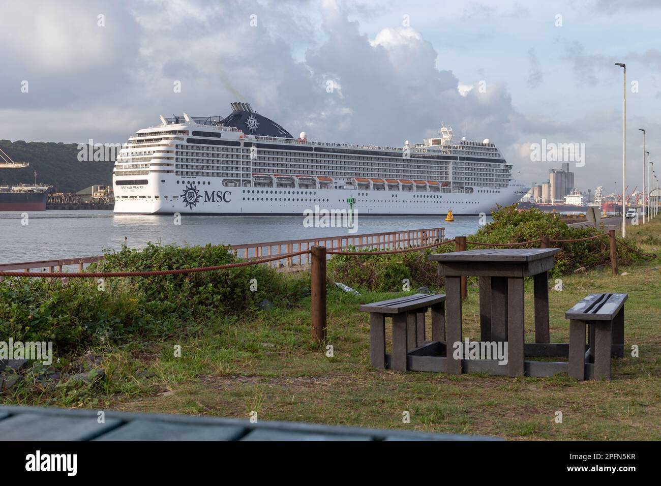 MSC Orchester fotografiert vom Point Waterfront Durban, 17. März 2023. Stockfoto