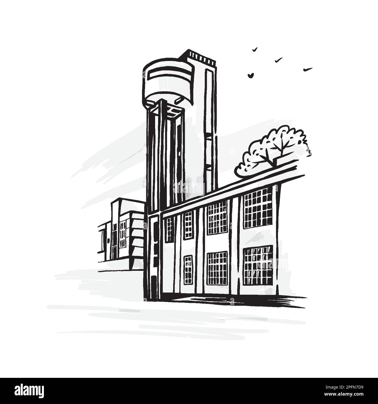 Blick auf den Yakov Chernikhov Wasserturm in St. Petersburg, Stock Vektor