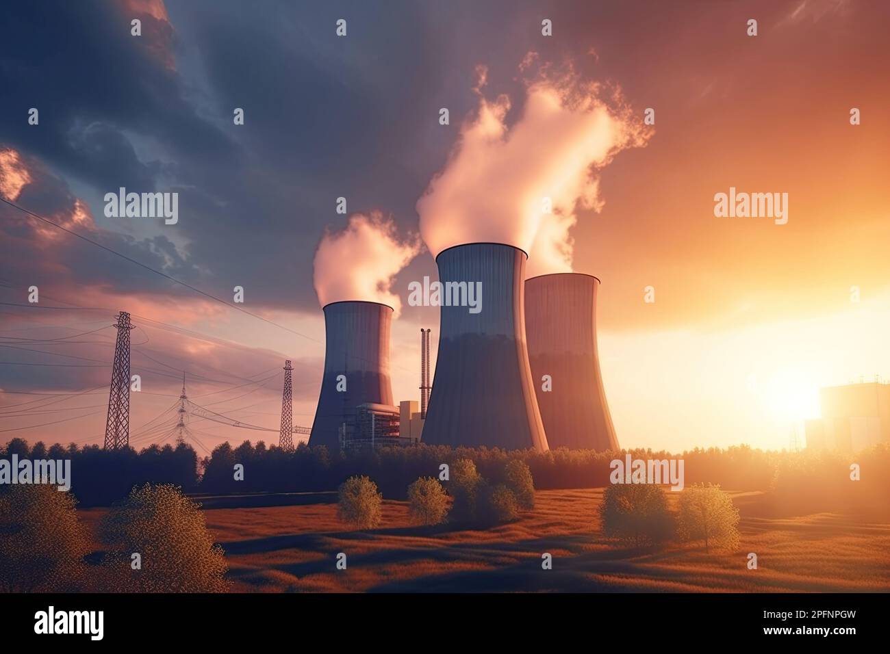 Die Kernenergie erzeugt saubere Energie ohne schädliche Treibhausgase. Eine effiziente Methode zur Erzeugung großer Mengen an Elektrizität. Es ist ein Schlüssel Stockfoto