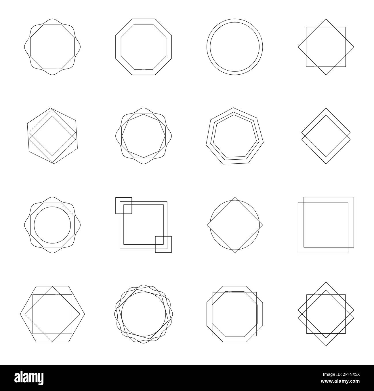 Moderne, Minimalistische, Ästhetische Geometrische Lineare Rahmen. Trendige Boho-Rahmen Im Minimalstil Zum Erstellen Von Logos, Abzeichen, Postern, Einladungen, Beiträgen In Sozialen Medien Stock Vektor