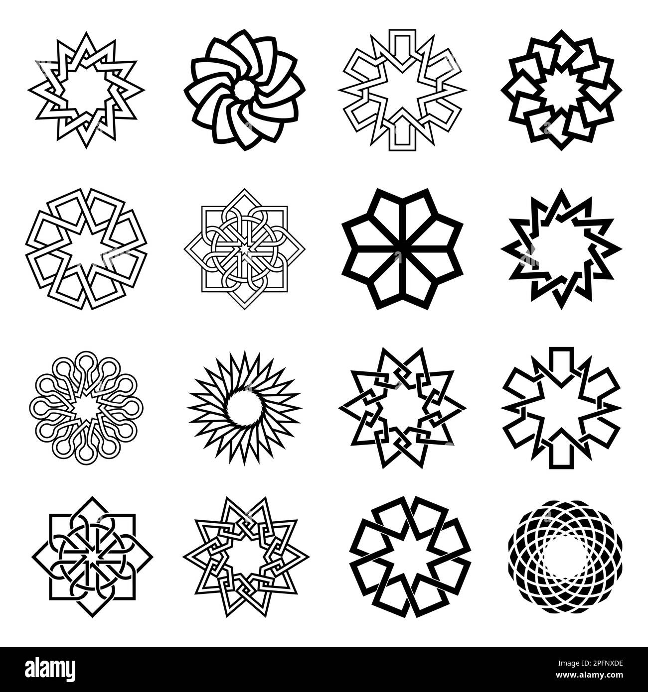 Mandala Mit Geometrischem Blumenmuster In Schwarz Und Weiß Stock Vektor