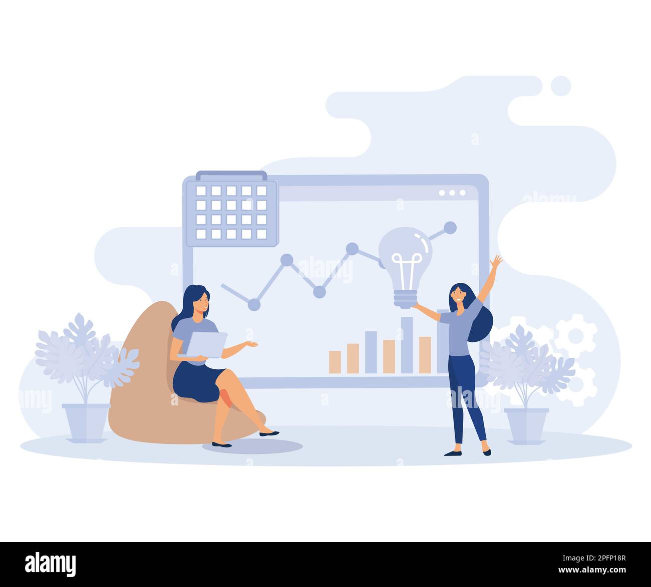 Projektimplementierungskonzept, Projekteinleitung und -Abschluss, Workflow-Prozess, Flachvektor, moderne Illustration Stock Vektor