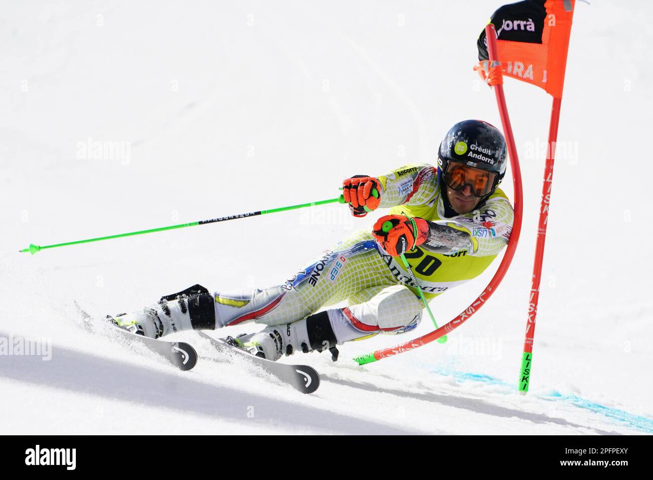 Soldeu El Tarter, Grandvalira, Andorra. 18. März 2023. Audi FIS Ski World Cup Finals 2023; Joan Verdu (AND), Herren Riesenrennen Slalom Credit: Action Plus Sports/Alamy Live News Stockfoto