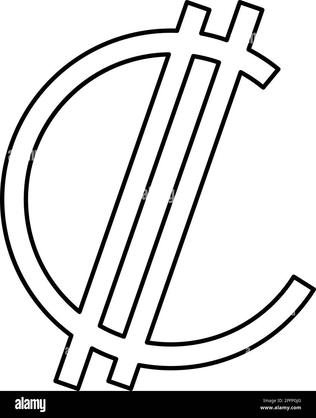 Doppelpunkt-Zeichen Währungssymbol Costa Rica Salvadorianisches Geld CRC Konturliniensymbol schwarz Vektordarstellung dünnes flaches Bild einfach Stock Vektor