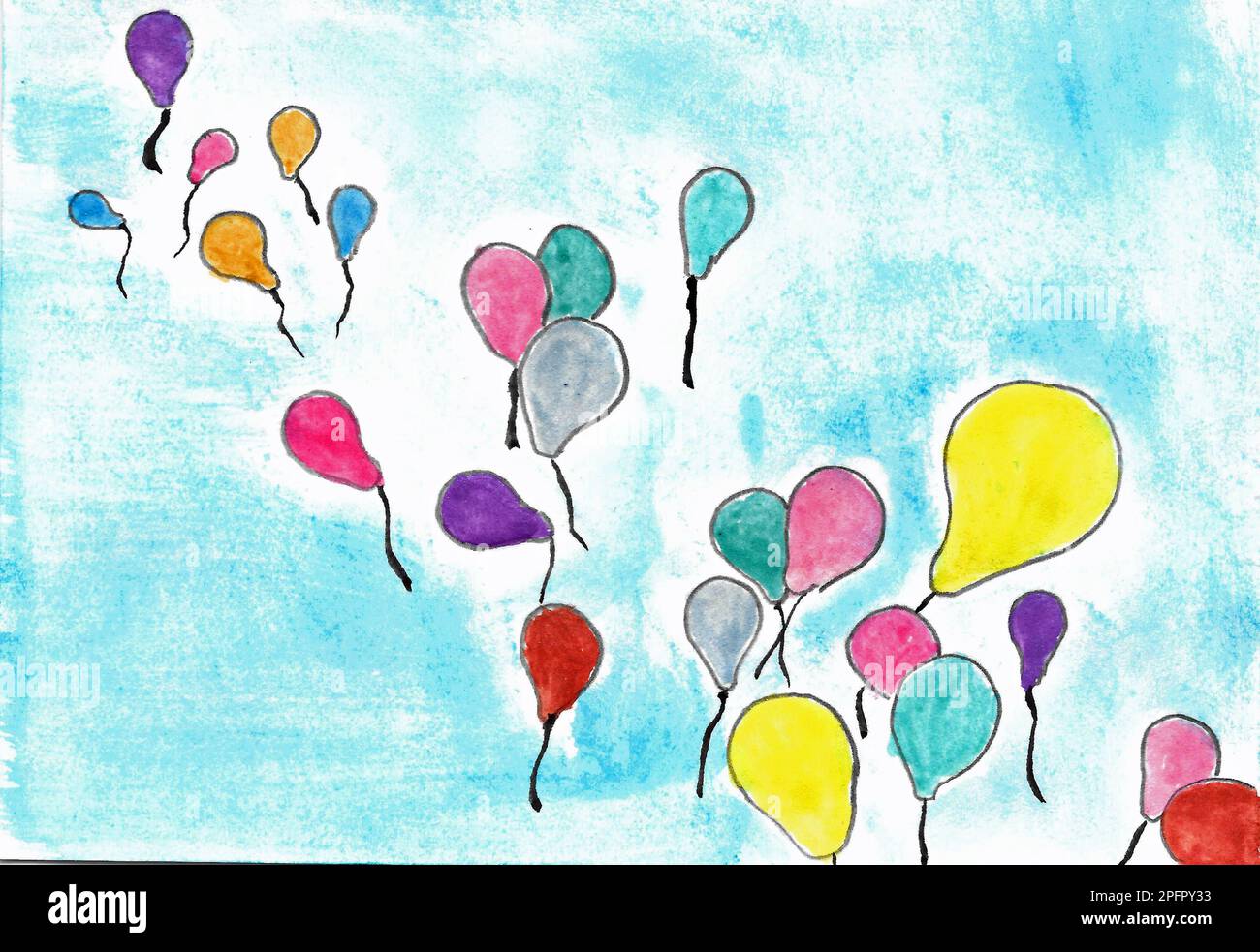 Ballons am Himmel. Stockfoto