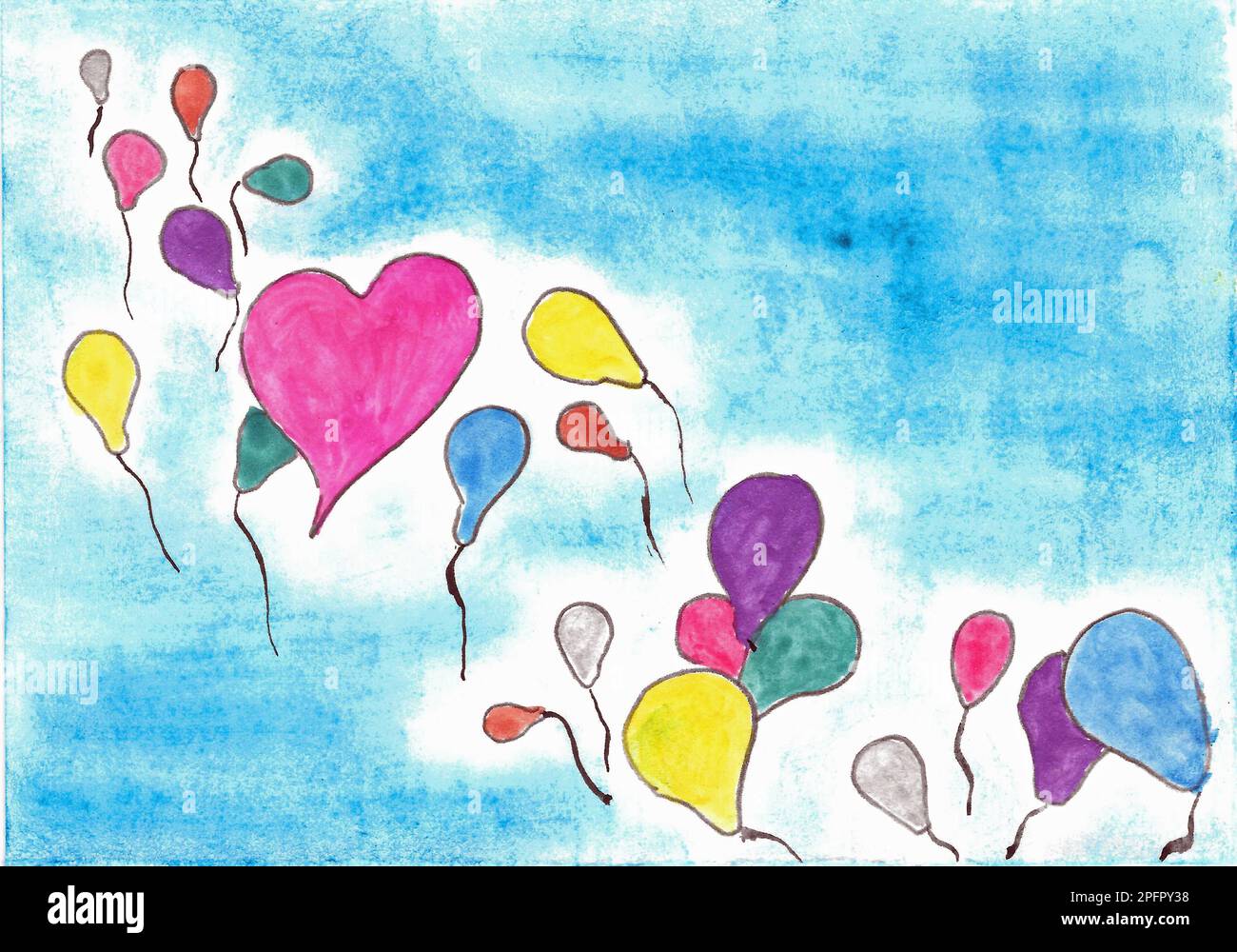 Ballons am Himmel. Stockfoto