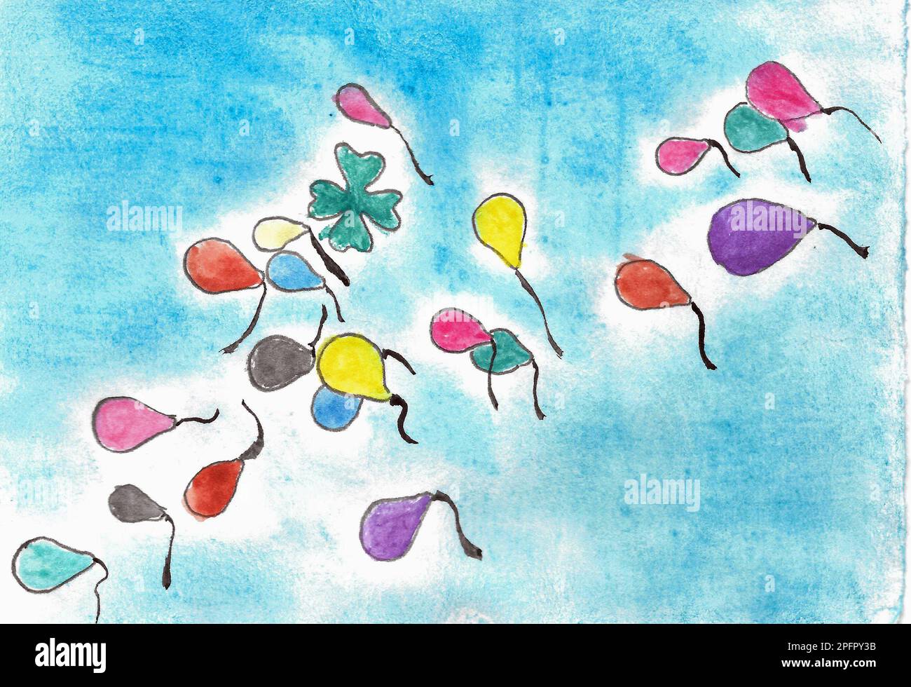 Ballons am Himmel. Stockfoto