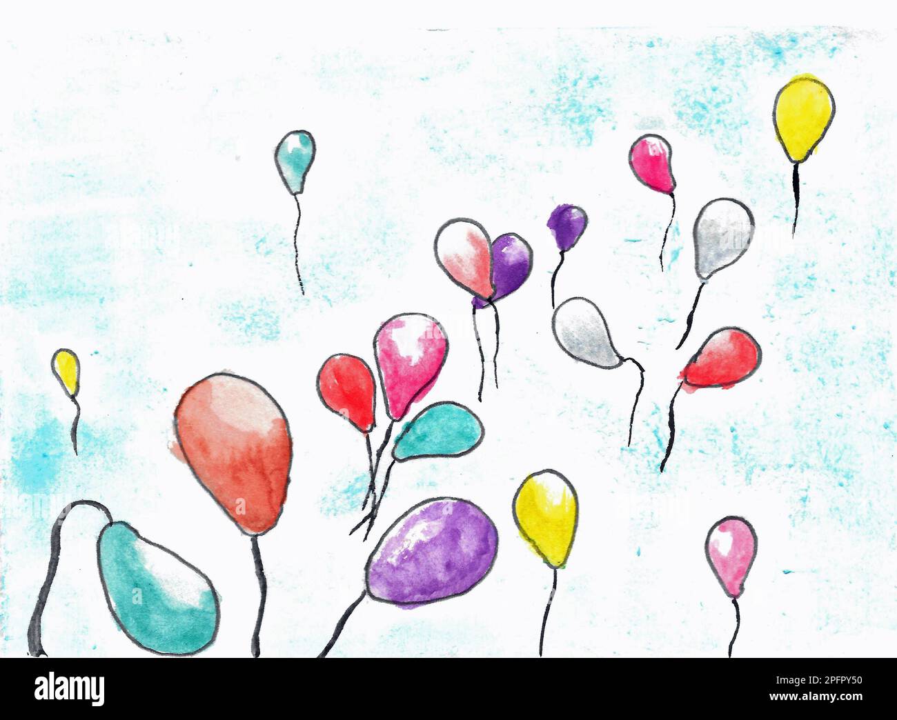 Ballons am Himmel. Stockfoto