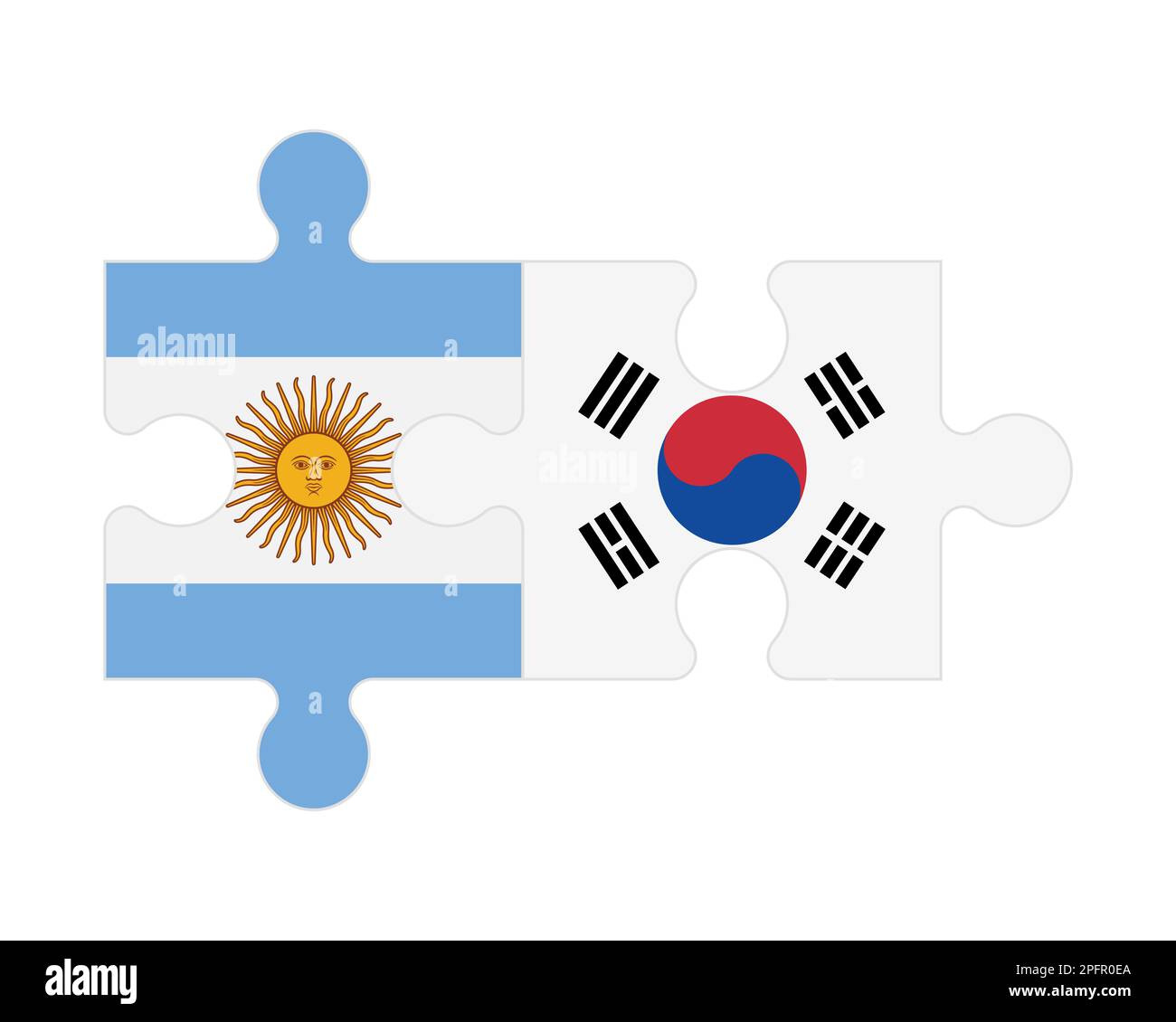 Zusammenhängendes Puzzle von Flaggen von Argentinien und Südkorea, Vektor Stock Vektor Zusammenhängendes Puzzle von Flaggen von Argentinien und Südkorea, Vektor Stock Vektor