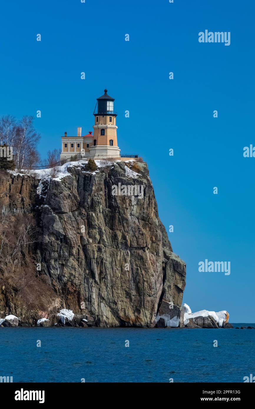 Die dramatische Kulisse des Split Rock Lighthouse am Lake Superior, Minnesota, USA Stockfoto