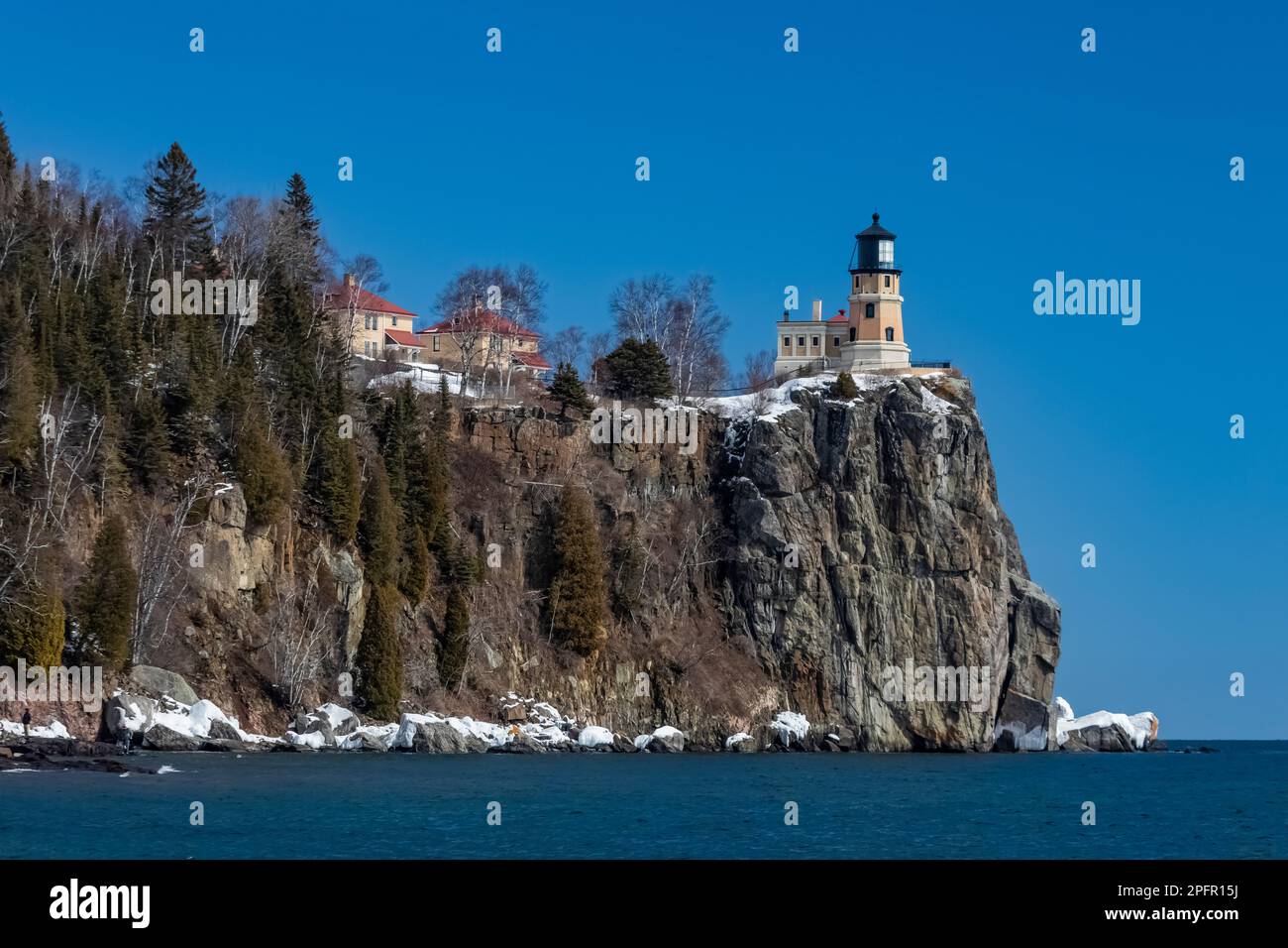 Die dramatische Kulisse des Split Rock Lighthouse am Lake Superior, Minnesota, USA Stockfoto