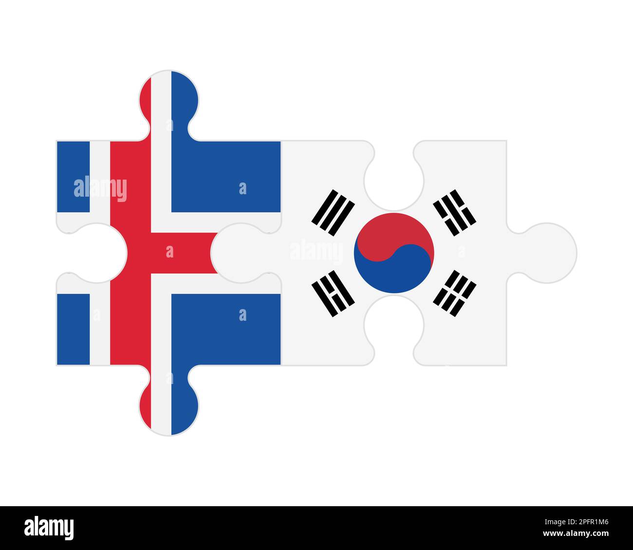 Zusammenhängendes Puzzle von Flaggen Islands und Südkoreas, Vektor Stock Vektor Zusammenhängendes Puzzle von Flaggen Islands und Südkoreas, Vektor Stock Vektor
