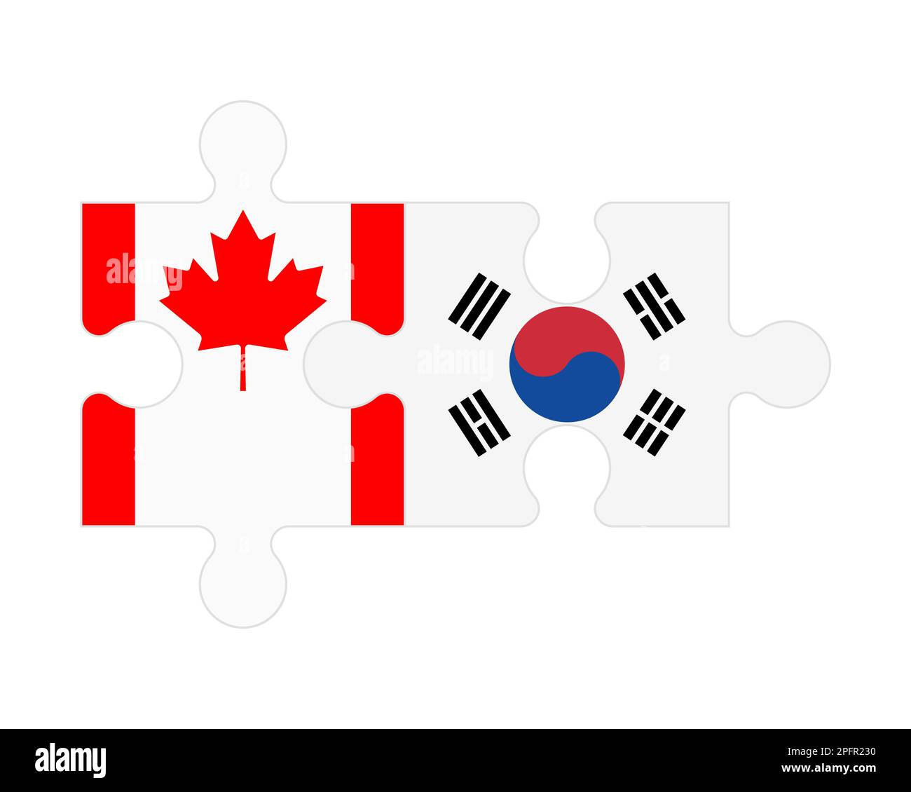 Zusammenhängendes Puzzle von Flaggen von Kanada und Südkorea, Vektor Stock Vektor Zusammenhängendes Puzzle von Flaggen von Kanada und Südkorea, Vektor Stock Vektor