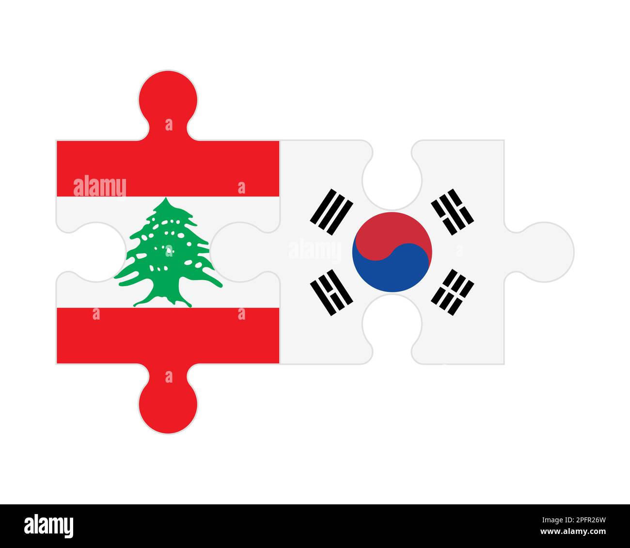 Zusammenhängendes Puzzle von Flaggen des Libanon und Südkoreas, Vektor Stock Vektor Zusammenhängendes Puzzle von Flaggen des Libanon und Südkoreas, Vektor Stock Vektor