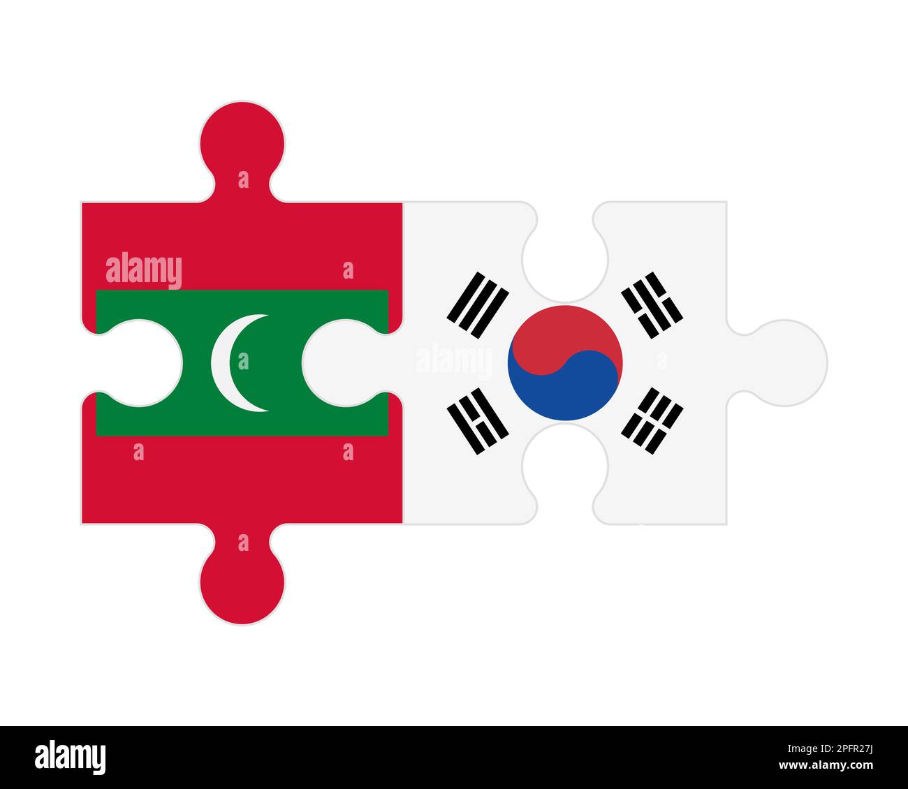 Zusammenhängendes Puzzle von Flaggen von Malediven und Südkorea, Vektor Stock Vektor Zusammenhängendes Puzzle von Flaggen von Malediven und Südkorea, Vektor Stock Vektor