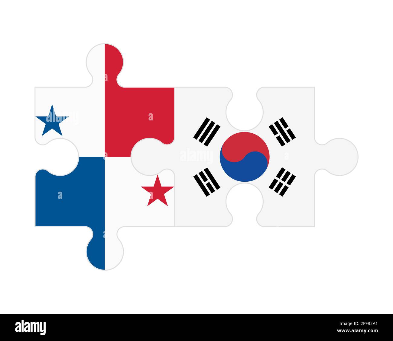 Zusammenhängendes Puzzle von Flaggen von Panama und Südkorea, Vektor Stock Vektor Zusammenhängendes Puzzle von Flaggen von Panama und Südkorea, Vektor Stock Vektor