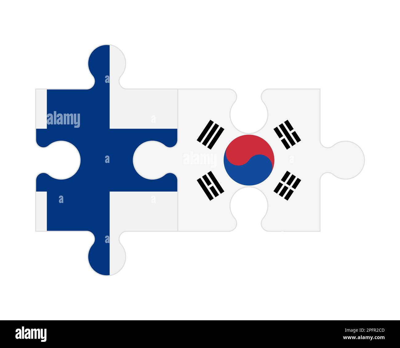 Zusammenhängendes Puzzle von Flaggen Finnlands und Südkoreas, Vektor Stock Vektor Zusammenhängendes Puzzle von Flaggen Finnlands und Südkoreas, Vektor Stock Vektor