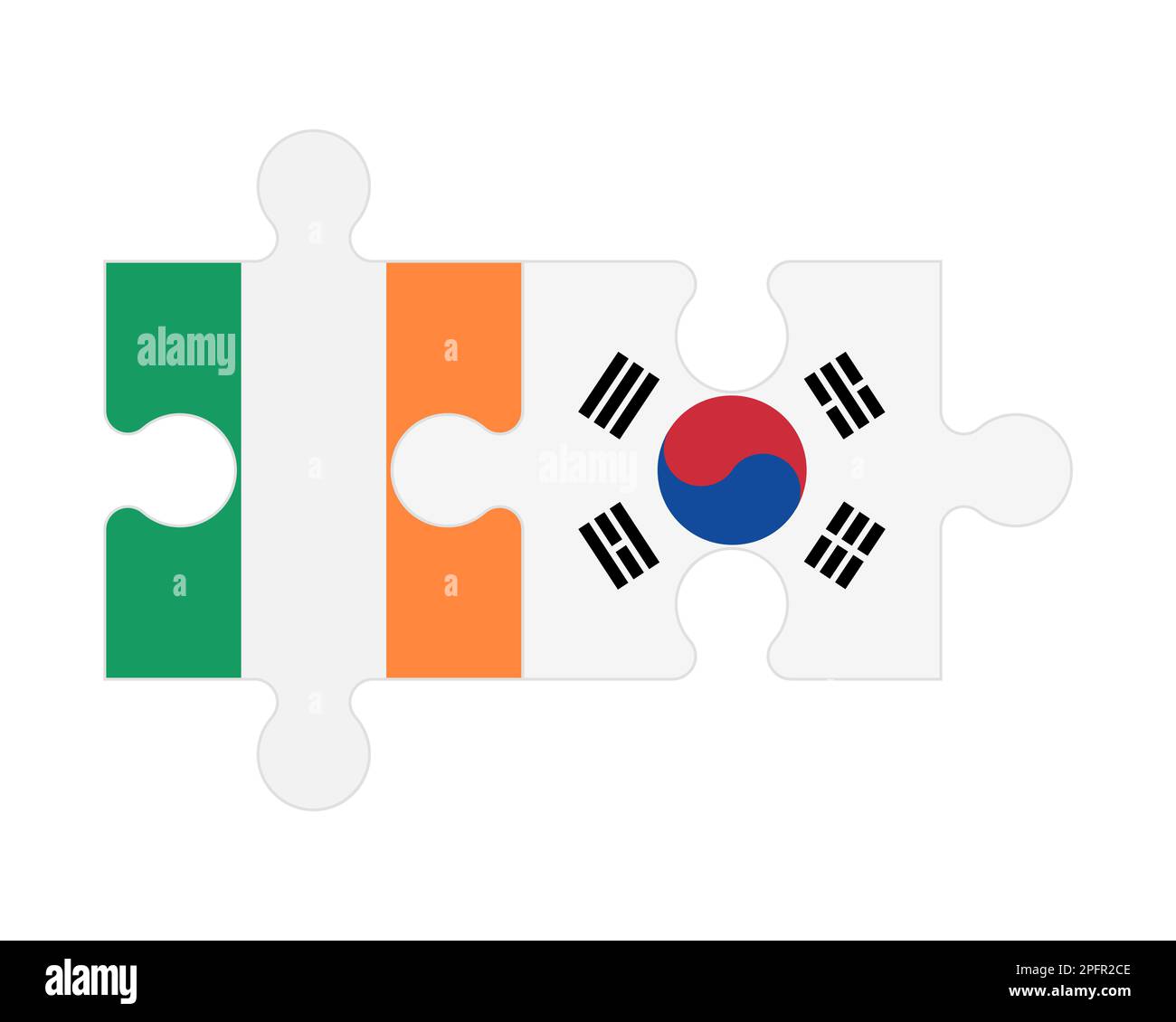 Zusammenhängendes Puzzle von Flaggen von Irland und Südkorea, Vektor Stock Vektor Zusammenhängendes Puzzle von Flaggen von Irland und Südkorea, Vektor Stock Vektor