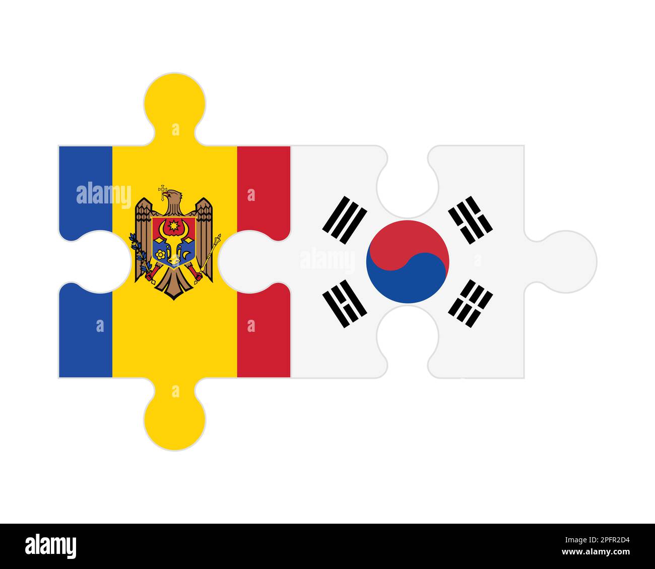 Zusammenhängendes Puzzle von Flaggen der Republik Moldau und Südkoreas, Vektor Stock Vektor Zusammenhängendes Puzzle von Flaggen der Republik Moldau und Südkoreas, Vektor Stock Vektor