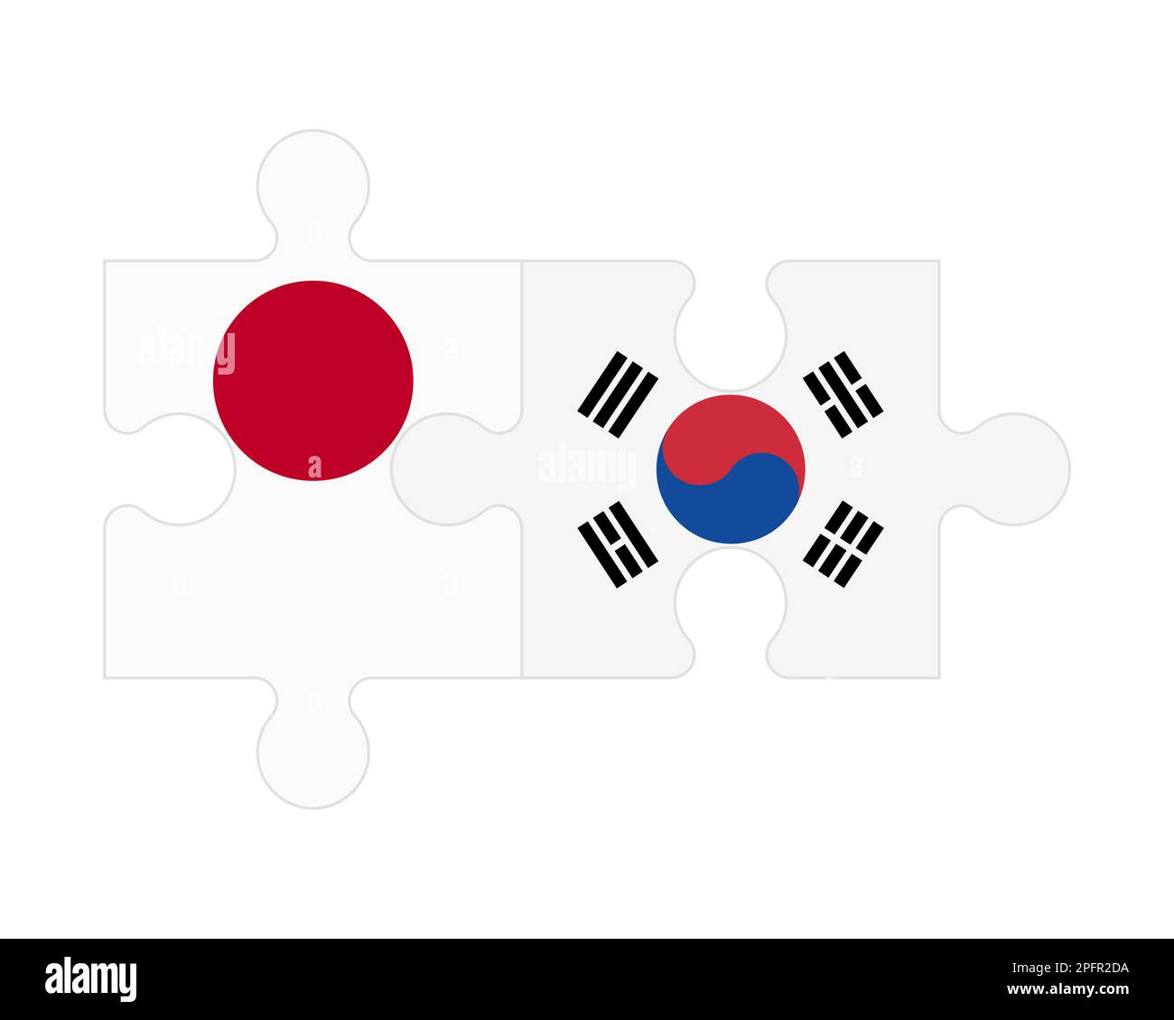 Zusammenhängendes Puzzle von Flaggen Japans und Südkoreas, Vektor Stock Vektor Zusammenhängendes Puzzle von Flaggen Japans und Südkoreas, Vektor Stock Vektor