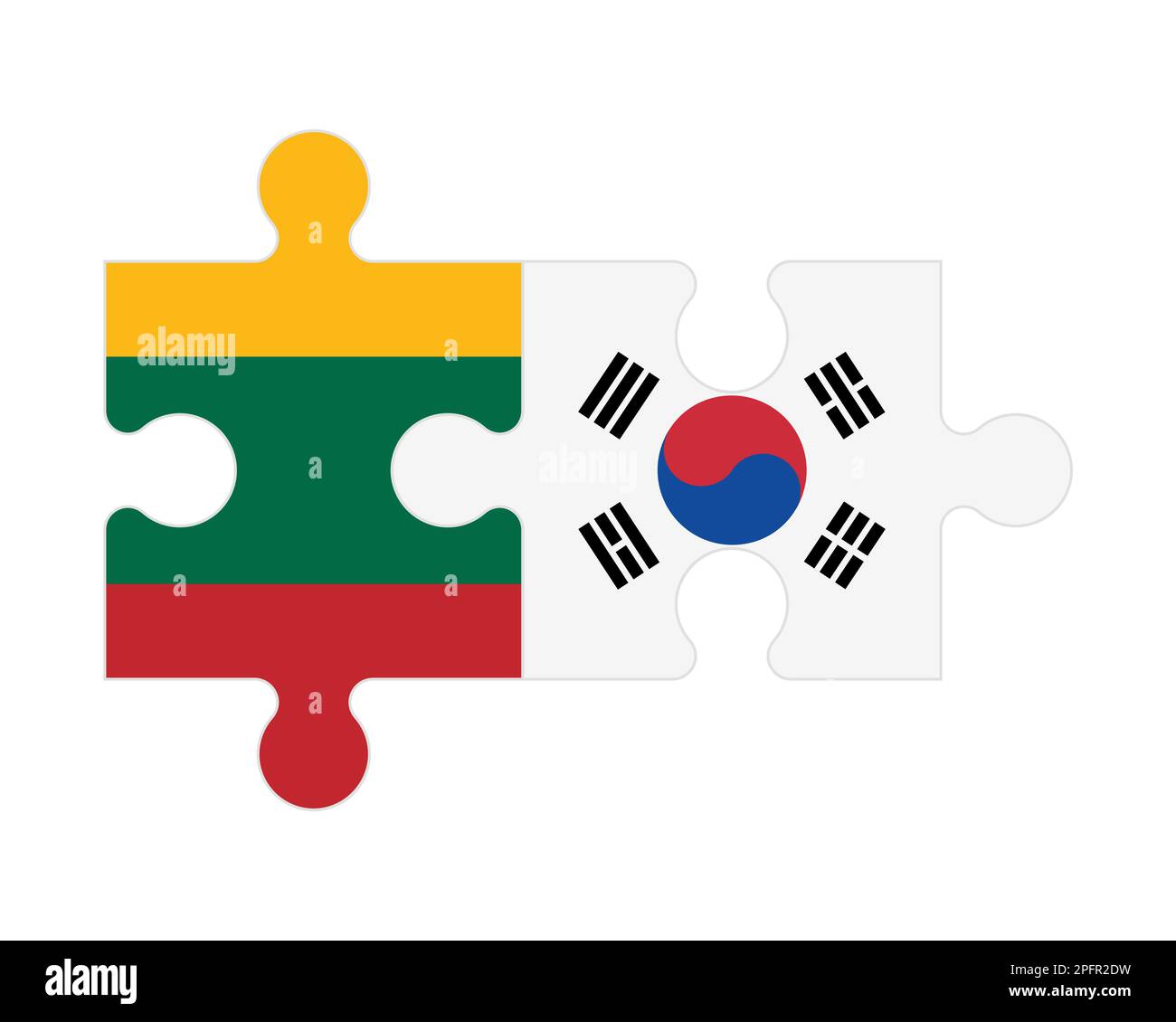 Zusammenhängendes Puzzle von Flaggen von Litauen und Südkorea, Vektor Stock Vektor Zusammenhängendes Puzzle von Flaggen von Litauen und Südkorea, Vektor Stock Vektor