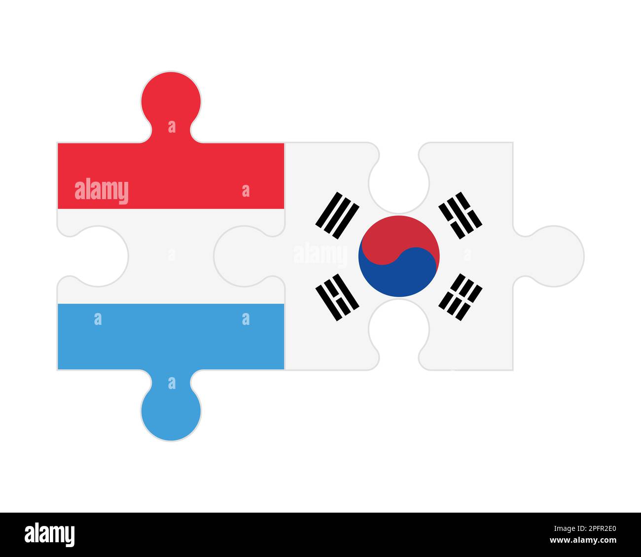 Zusammenhängendes Puzzle der Flaggen von Luxemburg und Südkorea, Vektor Stock Vektor Zusammenhängendes Puzzle der Flaggen von Luxemburg und Südkorea, Vektor Stock Vektor