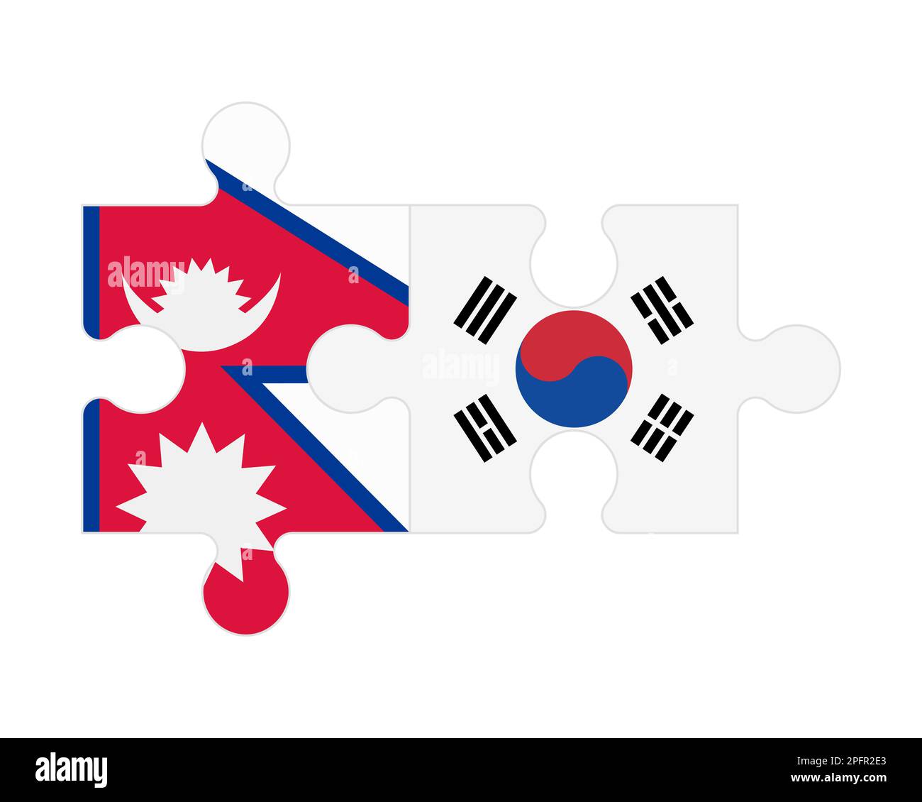 Zusammenhängendes Puzzle von Flaggen von Nepal und Südkorea, Vektor Stock Vektor Zusammenhängendes Puzzle von Flaggen von Nepal und Südkorea, Vektor Stock Vektor