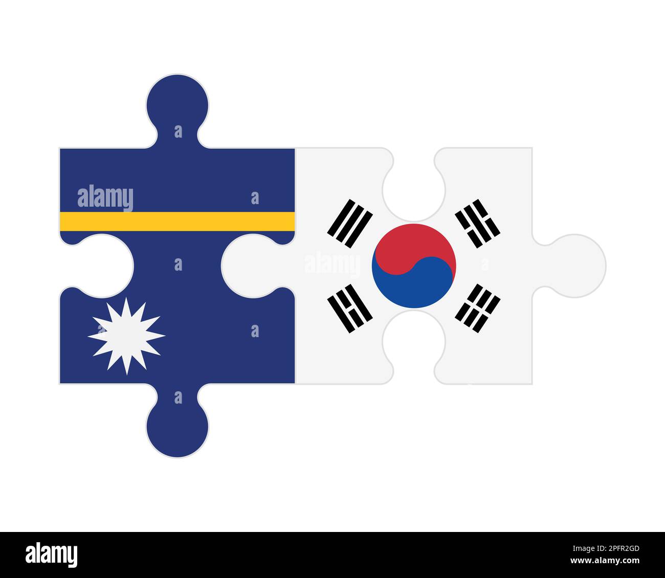 Zusammenhängendes Puzzle von Flaggen von Nauru und Südkorea, Vektor Stock Vektor Zusammenhängendes Puzzle von Flaggen von Nauru und Südkorea, Vektor Stock Vektor
